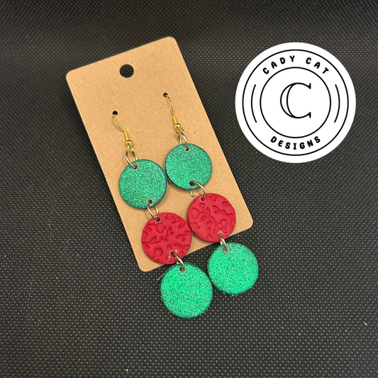 Christmas Triple Drop Polymer Clay Earrings