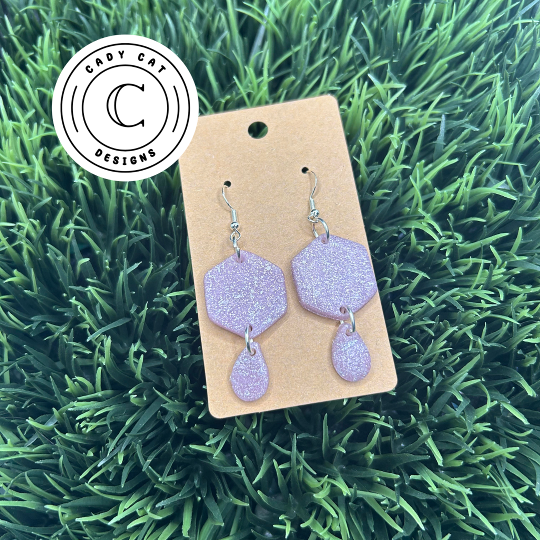 Lavender Haze Hexagon Polymer Clay Earrings