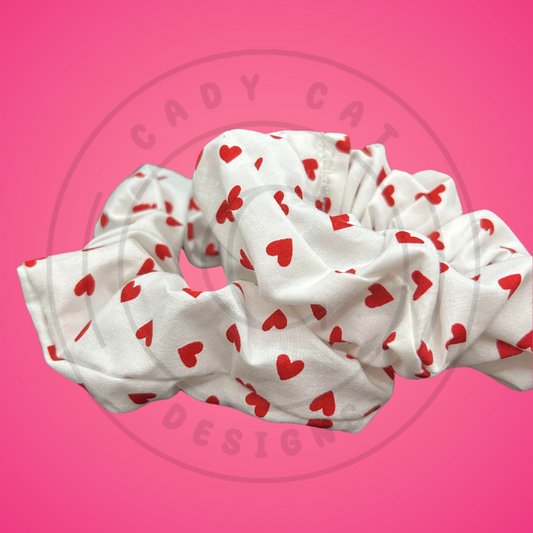 Red Hearts Handmade Scrunchie