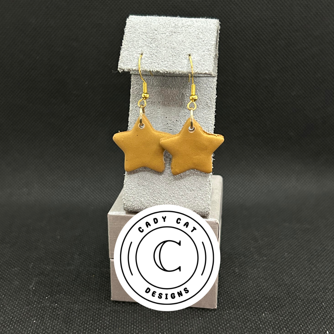 Gold Star Polymer Clay Earrings